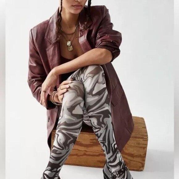 NWT Women's Free People Tights - Time Warp Pattern - Black/Grey/White - One Size - Picture 1 of 12